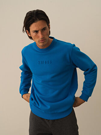 Xint Mavi Pamuk Dokulu Regular Fit Sweatshirt