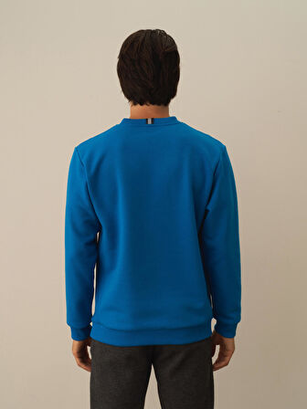 Xint Mavi Pamuk Dokulu Regular Fit Sweatshirt