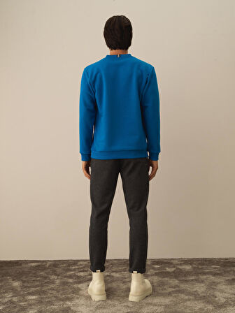 Xint Mavi Pamuk Dokulu Regular Fit Sweatshirt