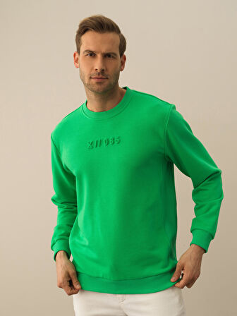Xint Yeşil Pamuk Dokulu Regular Fit Sweatshirt