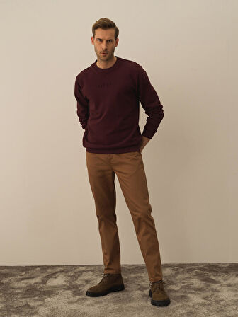 Xint Bordo Pamuk Dokulu Regular Fit Sweatshirt