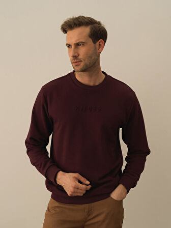 Xint Bordo Pamuk Dokulu Regular Fit Sweatshirt