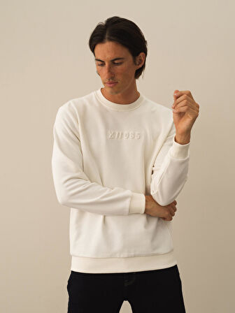 Xint Ekru Pamuk Dokulu Regular Fit Sweatshirt