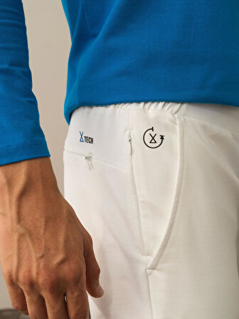 Xint Kırık Beyaz Pamuk Dokulu Slim Fit Sweat Pantolon