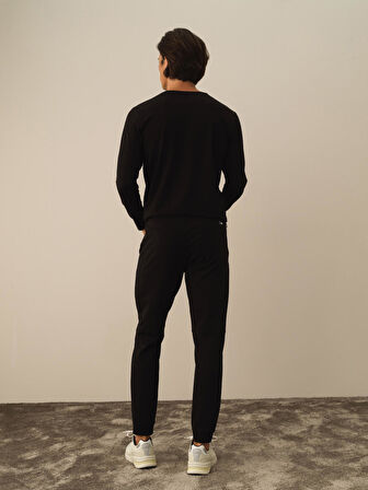 Xint Siyah Pamuk Dokulu Slim Fit Sweat Pantolon