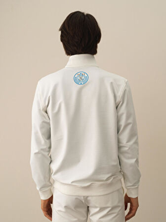 Xint Kırık Beyaz Pamuk Dokulu Regular Fit Sweatshirt