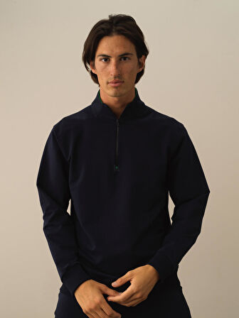 Xint Lacivert Pamuk Dokulu Regular Fit Sweatshirt