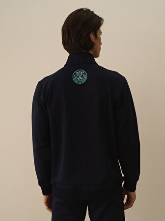 Xint Lacivert Pamuk Dokulu Regular Fit Sweatshirt