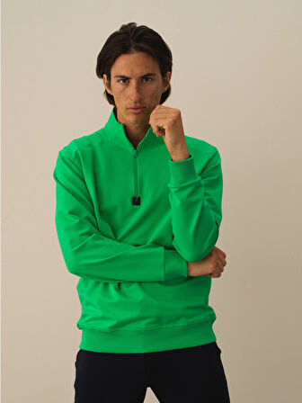 Xint Yeşil Pamuk Dokulu Regular Fit Sweatshirt