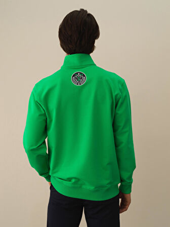 Xint Yeşil Pamuk Dokulu Regular Fit Sweatshirt