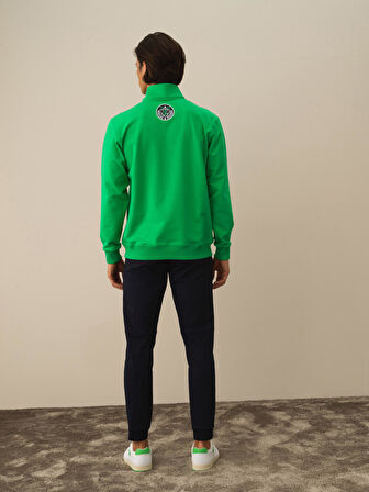 Xint Yeşil Pamuk Dokulu Regular Fit Sweatshirt