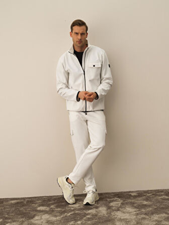 Xint Kırık Beyaz Pamuk Dokulu Regular Fit Sweatmont