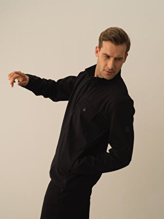 Xint Siyah Pamuk Dokulu Regular Fit Sweatmont