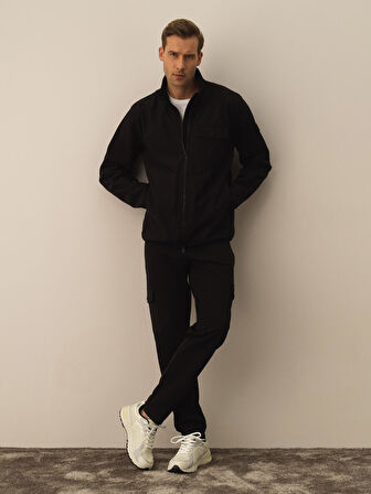 Xint Siyah Pamuk Dokulu Regular Fit Sweatmont