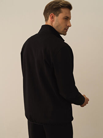 Xint Siyah Pamuk Dokulu Regular Fit Sweatmont