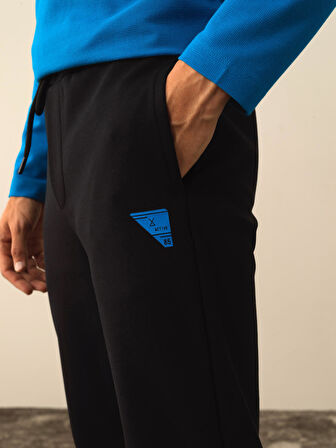 Xint Siyah Pamuk Dokulu Regular Fit Sweat Pantolon