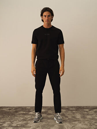 Xint Siyah Pamuk Dokulu Regular Fit Sweat Pantolon