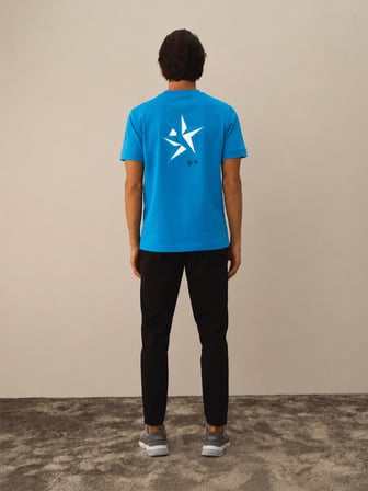 Xint Mavi Pamuk Dokulu Regular Fit Tişört