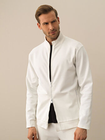 Xint Kırık Beyaz Pamuk Dokulu Regular Fit Sweatmont