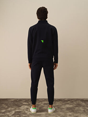 Xint Lacivert Pamuk Dokulu Regular Fit Sweatmont