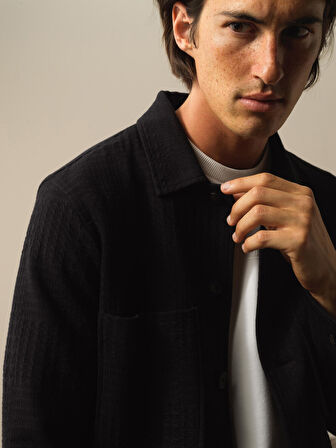 Xint Siyah Pamuk Dokulu Regular Fit Ceket