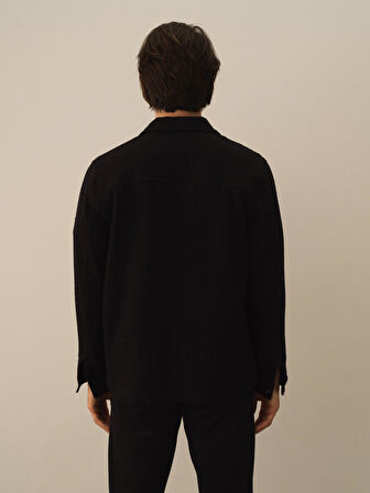 Xint Siyah Pamuk Dokulu Regular Fit Ceket