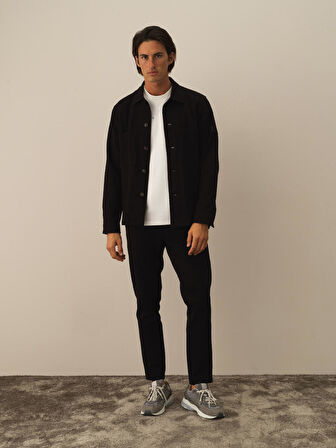 Xint Siyah Pamuk Dokulu Regular Fit Ceket