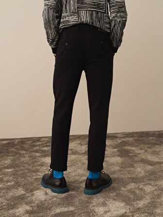 Xint Siyah Pamuk Dokulu Slim Fit Jogger Pantolon
