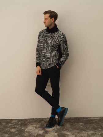 Xint Siyah Pamuk Dokulu Slim Fit Jogger Pantolon
