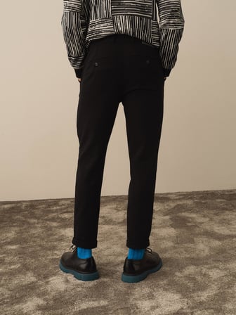 Xint Siyah Pamuk Dokulu Slim Fit Jogger Pantolon