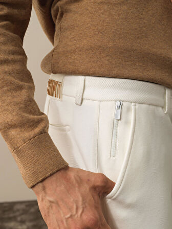 Xint Ekru Pamuk Dokulu Slim Fit Jogger Pantolon