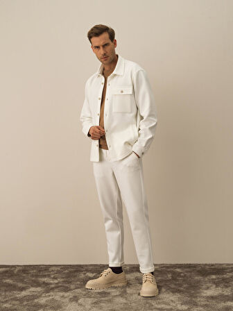 Xint Ekru Pamuk Dokulu Regular Fit Gömlek Ceket