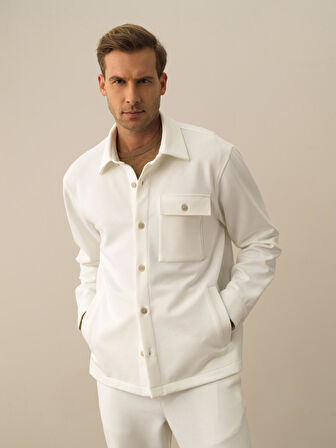 Xint Ekru Pamuk Dokulu Regular Fit Gömlek Ceket