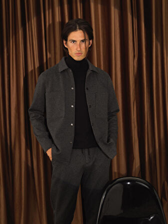 Xint Siyah Pamuk Dokulu Regular Fit Ceket