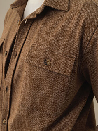 Xint Camel Doğal Yün Dokulu Regular Fit Gömlek Ceket
