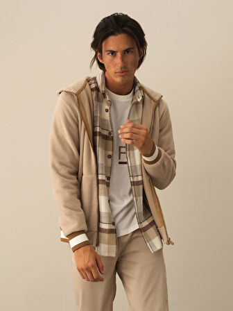 Xint Bej Pamuk Dokulu Regular Fit Sweatmont