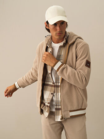 Xint Bej Pamuk Dokulu Regular Fit Sweatmont