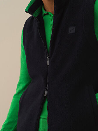 Xint Lacivert Pamuk Dokulu Regular Fit Yelek