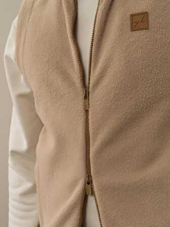 Xint Bej Pamuk Dokulu Regular Fit Yelek