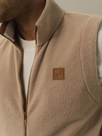 Xint Bej Pamuk Dokulu Regular Fit Yelek