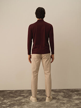Xint Bordo Modal Dokulu Slim Fit Uzun Kollu Tişört