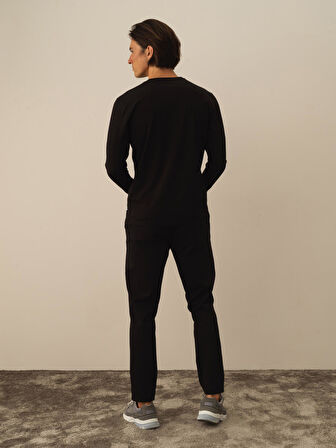 Xint Siyah Modal Dokulu Slim Fit Uzun Kollu Tişört
