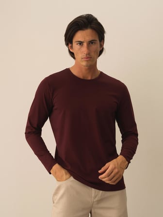Xint Bordo Modal Dokulu Slim Fit Uzun Kollu Tişört