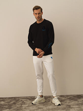 Xint Siyah Pamuk Dokulu Regular Fit Uzun Kollu Tişört