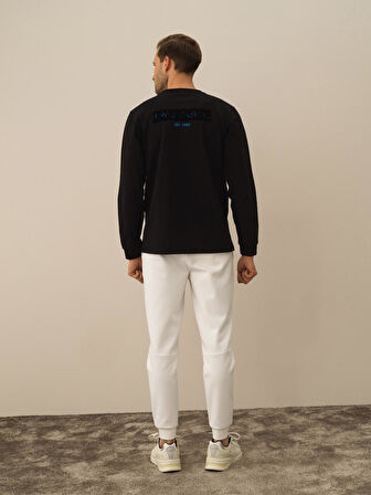 Xint Siyah Pamuk Dokulu Regular Fit Uzun Kollu Tişört