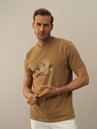 Xint Camel Pamuk Dokulu Regular Fit Tişört