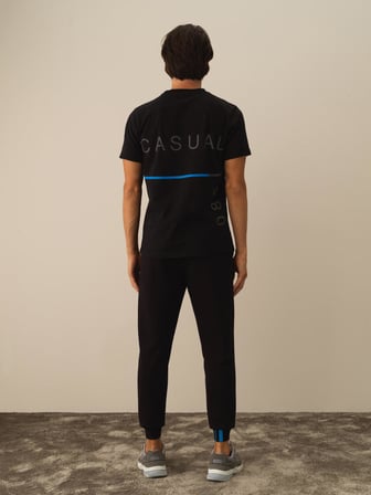 Xint Siyah Pamuk Dokulu Regular Fit Tişört