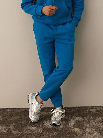 Xint Mavi Pamuk Dokulu Regular Fit Sweat Pantolon
