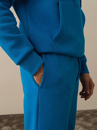 Xint Mavi Pamuk Dokulu Regular Fit Sweat Pantolon