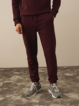 Xint Bordo Pamuk Dokulu Regular Fit Sweat Pantolon